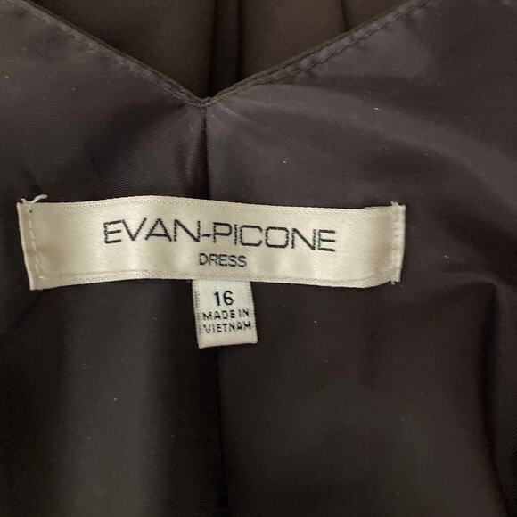Evan Picone Swing Dress Womens 16 Chocolate Brown Chiffon Flowy Ruffles - Picture 4 of 16